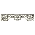 Deco 79 Wooden Scroll 1 Shelf Wall Shelf with Gray Distressing, 48" x 8" x 10", Beige