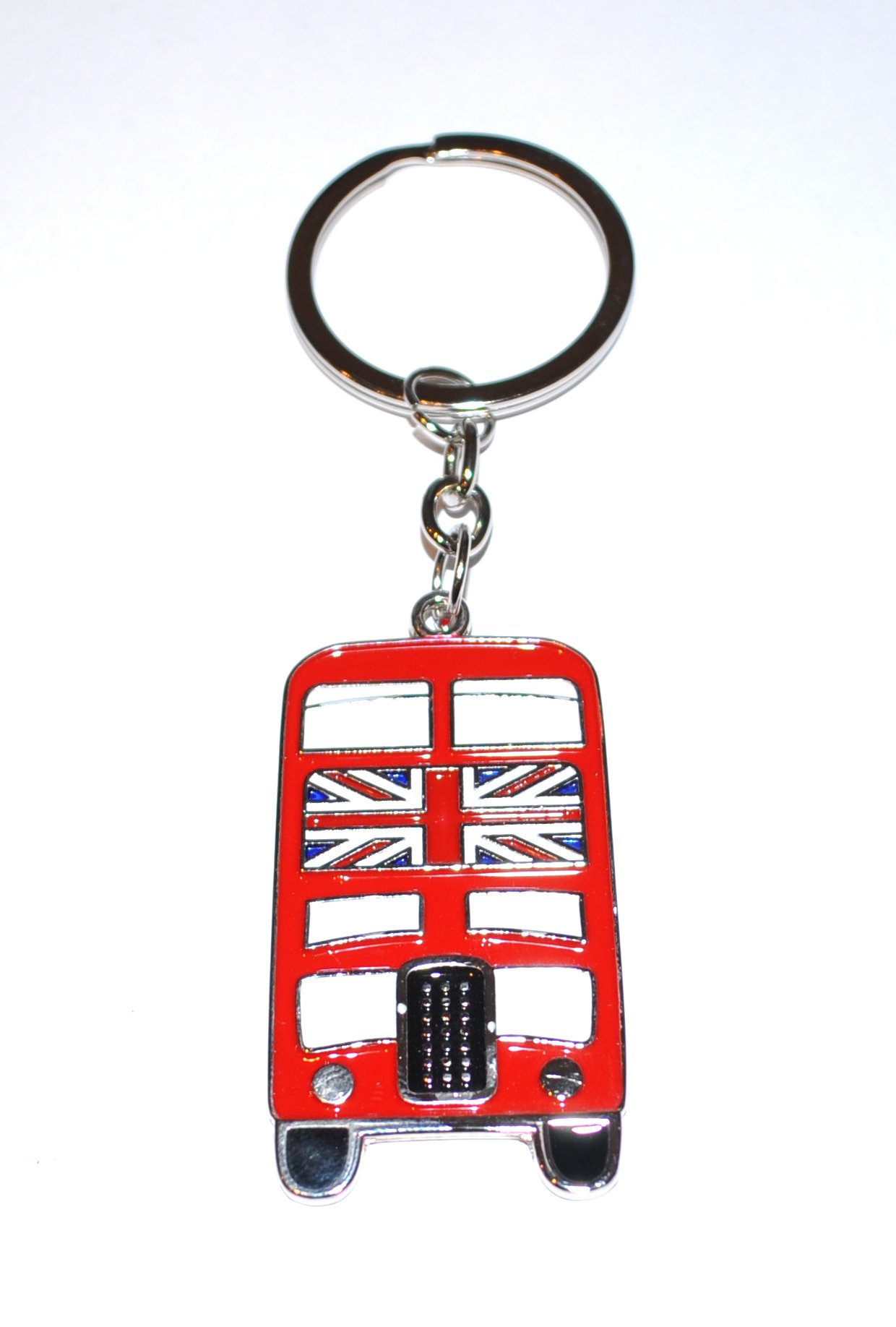 Red London Bus With Union Jack Flag Novelty Keyring / Keychain (kr02)