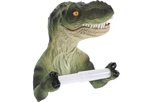 VICASKY Dinosaur Toilet Paper Holder Resin Non-Drilling Adhesive Bathroom Roll Holder Rust Resistant Sturdy