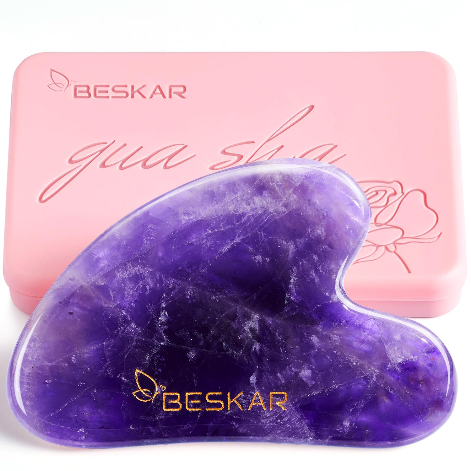 Photo 1 of BESKAR Gua Sha Facial Tools, Natural Jade Stone Guasha Massager for Jawline Sculpting, Tighten Face Skin and Reduce Wrinkles, Face Eyes Body Neck Massage Tool, Skin Care Gift