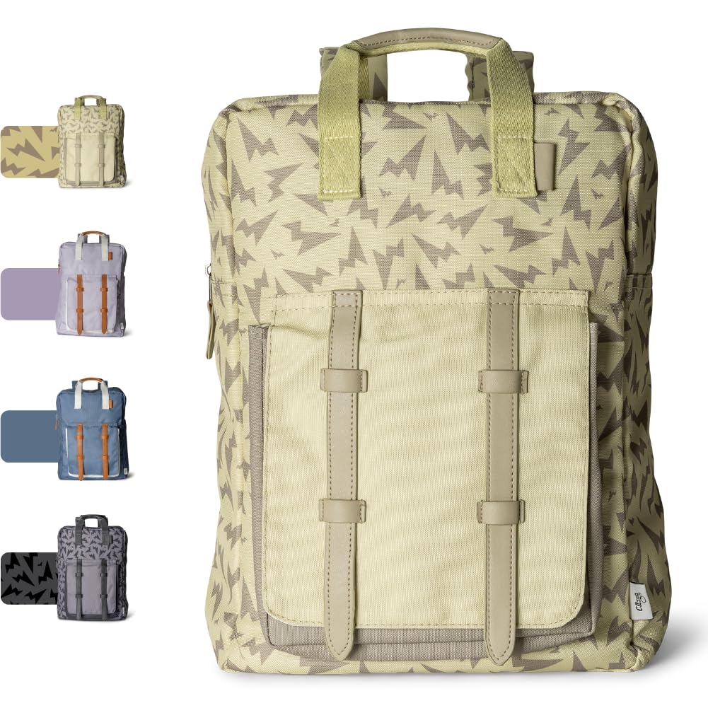 Citron Teens Backpack, Yellow – Protects 15” Laptops & Gears On-The-Go – Padded Laptop Backpack Sleeve, RPET Fabric From Recyclables, Water-Resistant & Ergonomic Straps – Durable School Bag for Kids