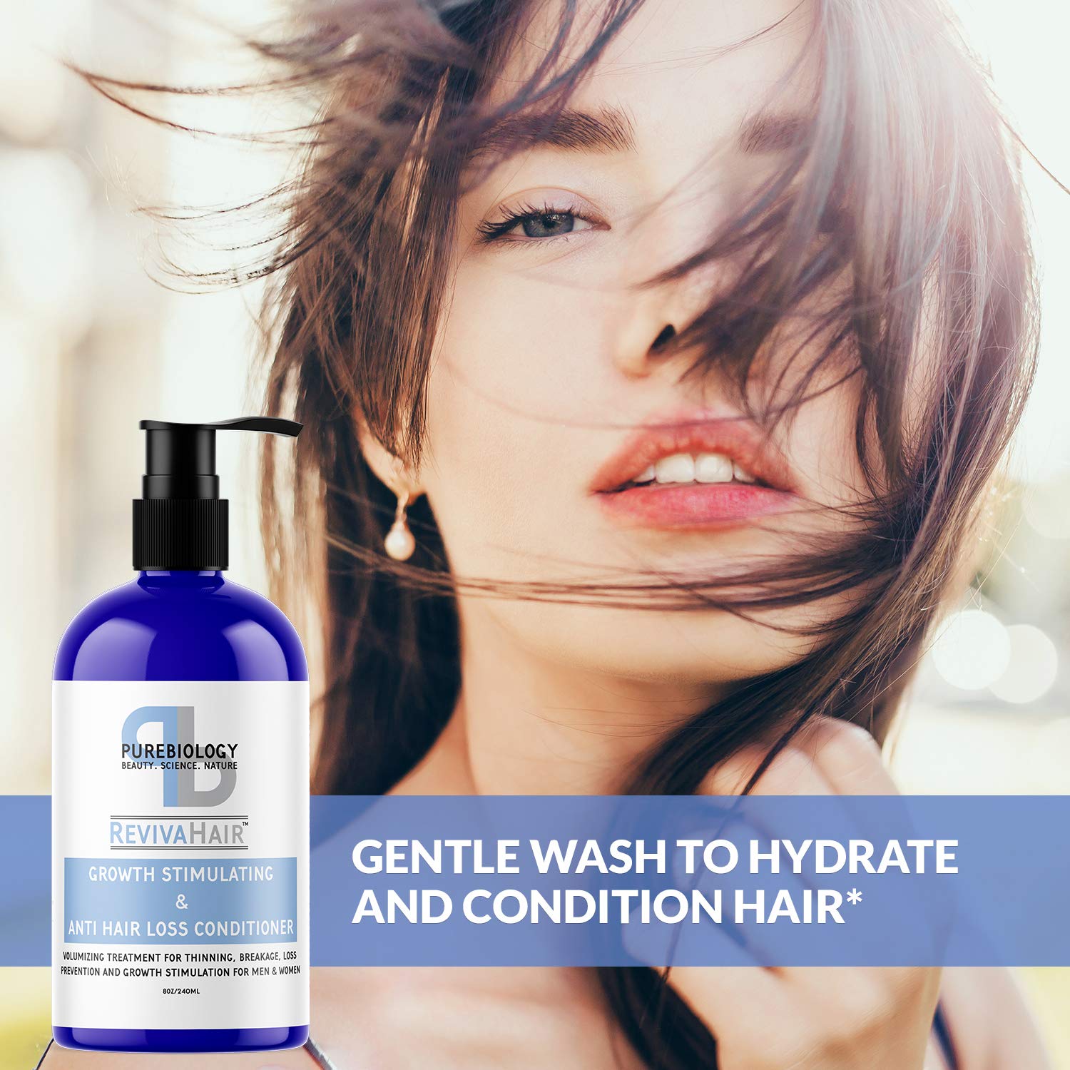 Pure Biology Hair Growth Stimulating Conditioner with Biotin, Keratin, Argan Oil, Coconut Oil, Vitamins B5 +E & Breakthrough Anti Hair Loss Complex for Thinning, Damaged & Dry Hair for Men & Women: Beauty