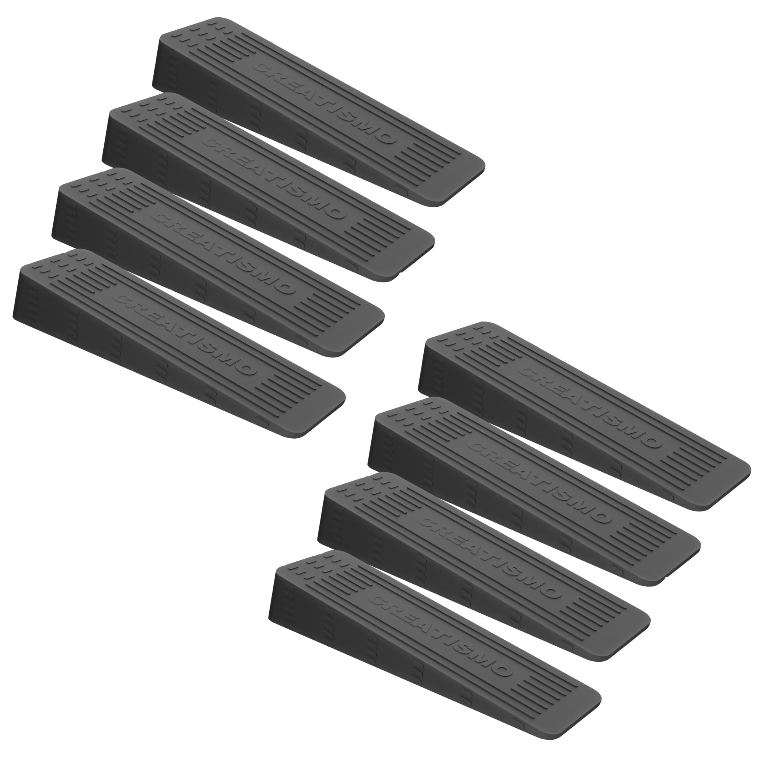 CREATISMO Pack of 8 Grey Rubber Door Stoppers for Floors, Durable, Non-slip, Heavy Duty Rubber Door Wedges Indoor Rubber for All Floor Types and Rubber Door Stops, Anti-Accident Wedge