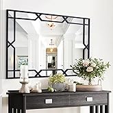 Chende Black Mirror for Wall, 24'' x 36'' Large Decorative Mirror with Metal Pipe Frame, Rectangular Wall Mirror for Living R