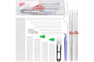 GarfxG Beading Needle Set, 50 PCS Straight Seed Beading Needles, 10 PCS Collapsible Big Eye Beading Needles w Curved Bead Spinner Needles for Jewelry Making, Bead & Sequin Embroidery Crafting DIY