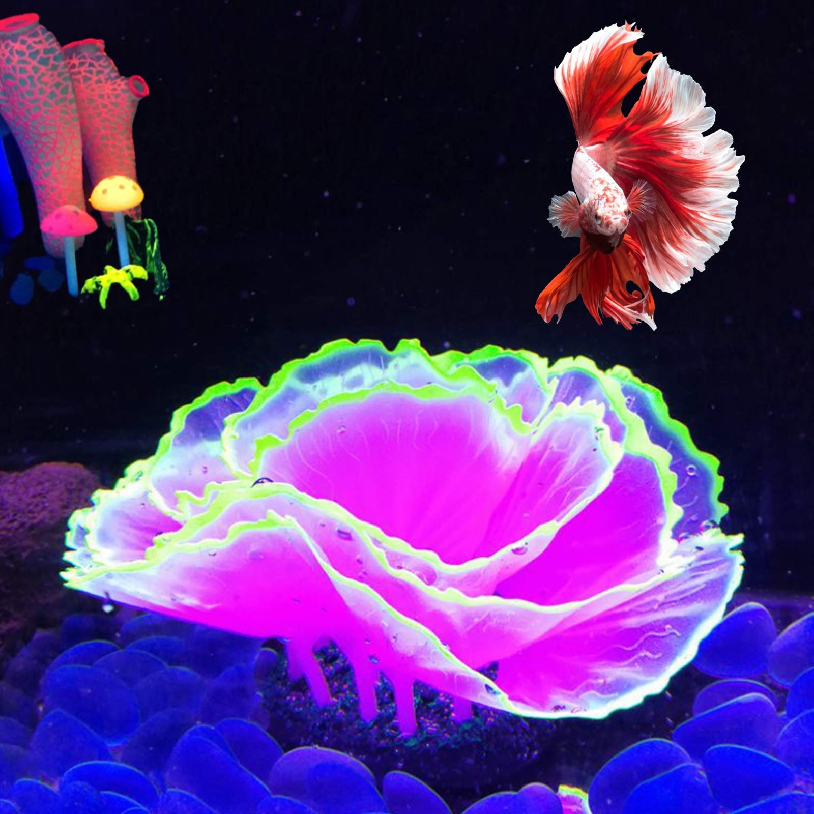 Aquarium Coral Ornament Glowing Effect Coral Decor Resin Fish Tank Plants Decoration for Aquarium Landscape