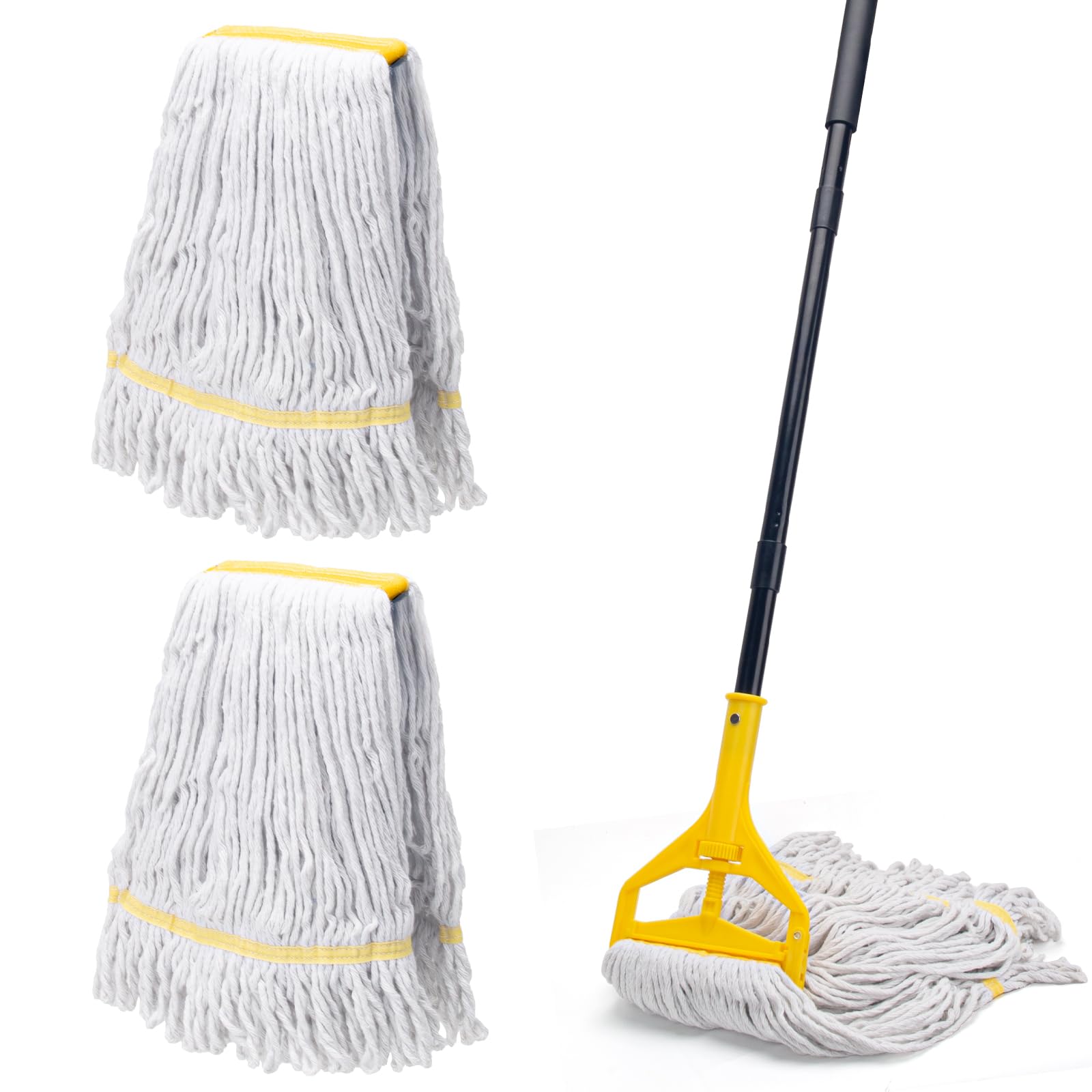 Photo 1 of Commercial Mop with 3 Extra Large Replacement Heads,59" Long Handle Heavy Duty Industrial Mops for Floor Cleaning