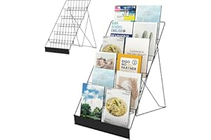 Quikraen 6-Tier Metal Magazine Rack - Metal Frame Comic Book Display Stand 18.11"x26.77"x31.5", Large Display Holder Rack Ope
