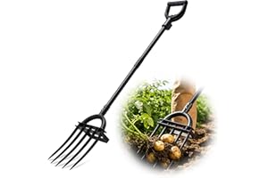 Garden Fork with 69 Inch Long Handle, 5-Tine Heavy Duty Metal Pitch Fork with Ergonomic D-Grip Handle for Digging, Weeding,So