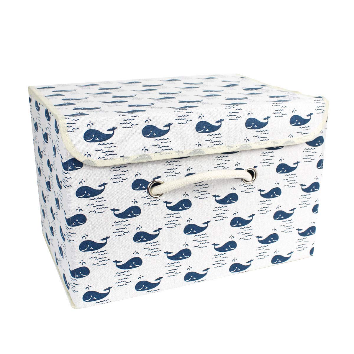 Storage Boxes Storage Container, Large Capacity Foldable Storage Basket with Handle Cube, Cotton Fabric Storage Compartment with Lids, Laundry Organizer for Clothes/Toys/Books 38*25*25cm, whale