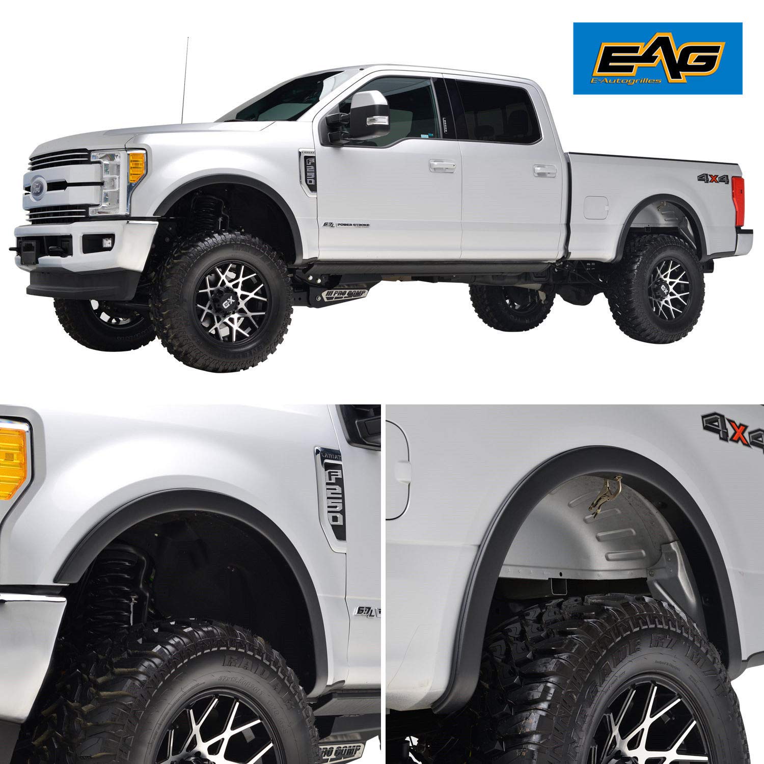 Amazon.com: EAG Fender Flares 4pcs Textured Satin Black OEM Style for 17-18  Ford F250: Automotive