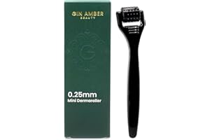 GIN AMBER BEAUTY LLC Gin Amber Beauty Mini Derma roller (0.25mm) - 48 Real Individual Needles, Microdermabrasion Device for Skin Care, Serum Absorption with Microneedling, Tool, Hygienic Case (Black Mini 0.25mm)