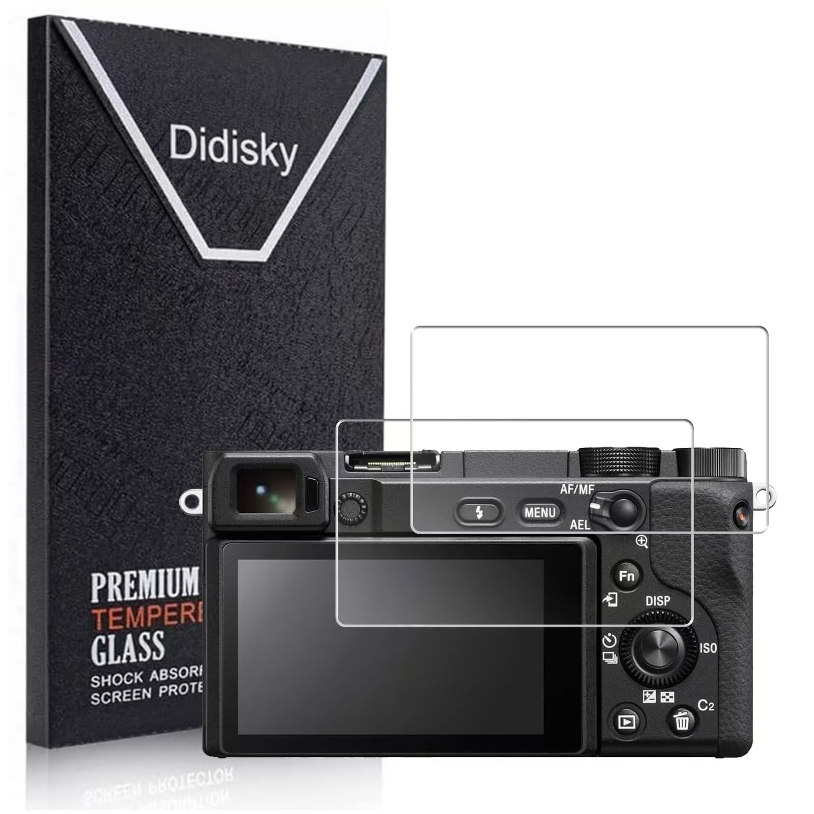Didisky [2 Pack Screen Protector for Sony Alpha A6300/A6400/A6000/A5000/A6600/A6100 Camera, 0.3mm 9H Hardness,Tempered Glass,Anti-Scrach,Anti-Fingerprint,Anti-Bubble