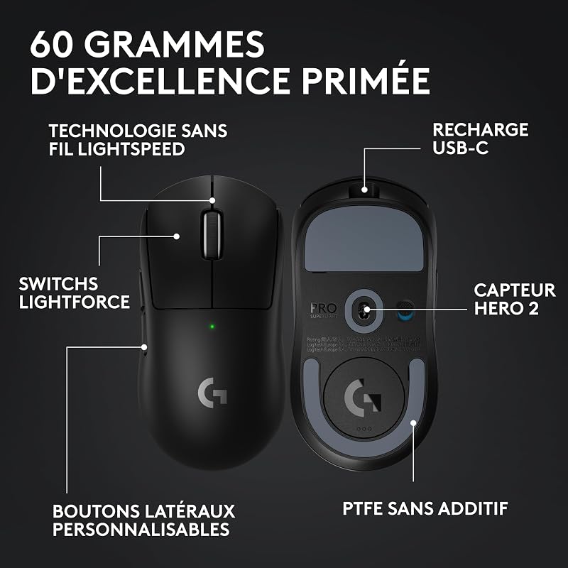 PRO X SUPERLIGHT 2, souris gaming sans fil - Noir