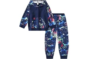 AYZOZUY Toddler Boys Colorful Paint - Splatter Hoodie And Jogger Set, Soft Cotton Blend For All - Day Comfort