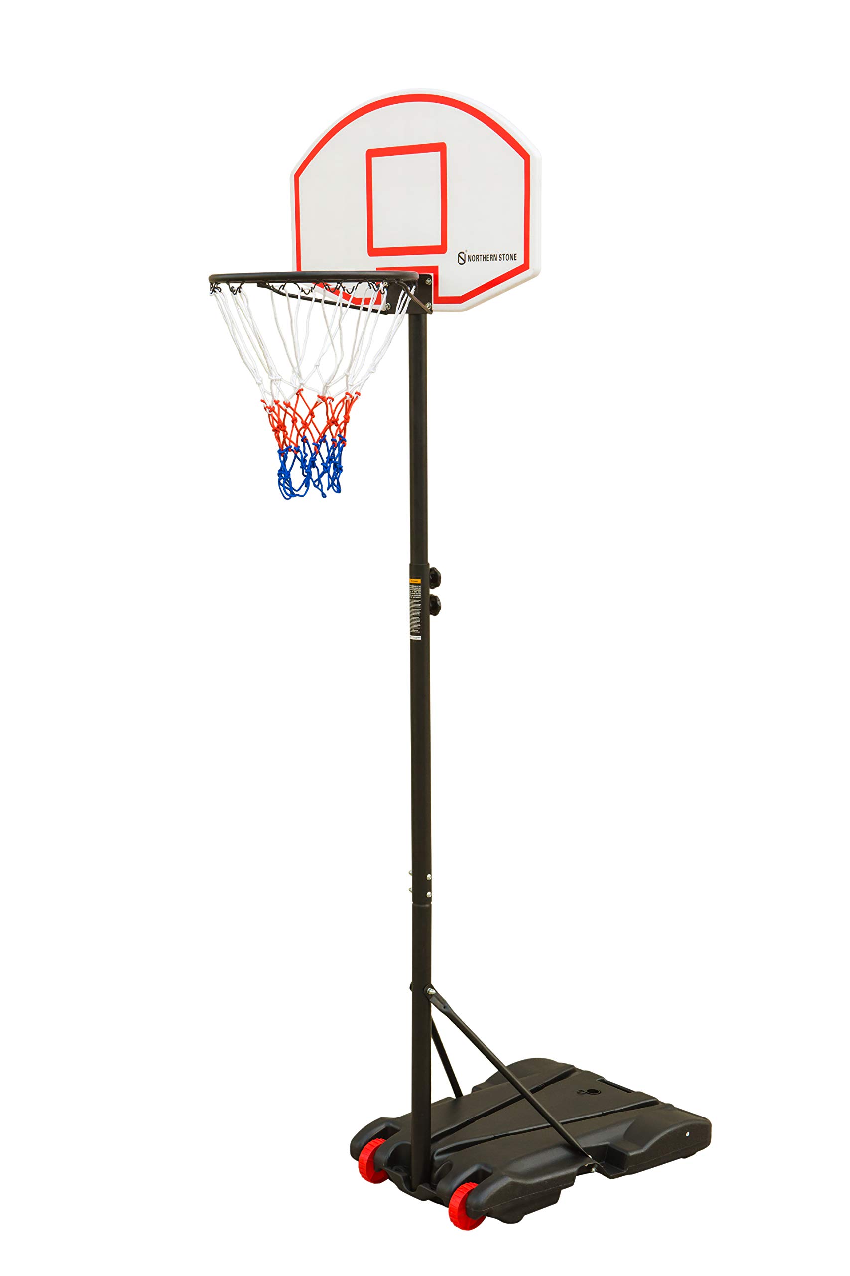 Northern Stone Junior Height Adjustable Basketball Hoop, Free Standing Portable Basketball Stand for Kids