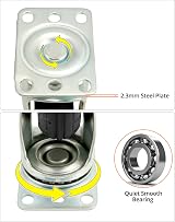 QWORK 4 Pack 4 Inch Heavy Duty Swivel Caster Wheels 70kg Load Capacity w Brakes view 2