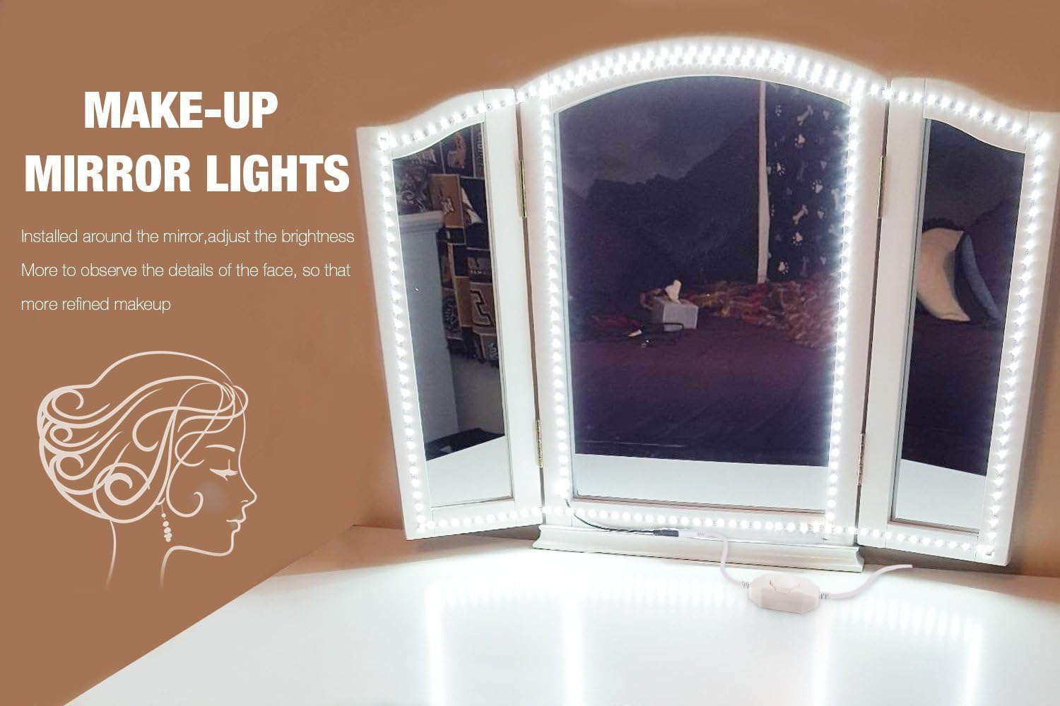 Led Vanity Mirror Lights Kit, ViLSOM 13ft/4M 240 LEDs Make-up Vanity Mirror Light for Vanity Makeup Table Set with Dimmer and Power Supply, Mirror not Included. - - 