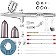 Gyfent Airbrush Kit, Airbrush Gun with 4 Quick-Release Nozzle Sets(0.2/0.3/0.5/0.8mm) Dual-Action Gravity Feed Air Brush with 1/4oz Fluid Cup & 20/40ml Resin Cup for Nail Art Painting Makeup Cake