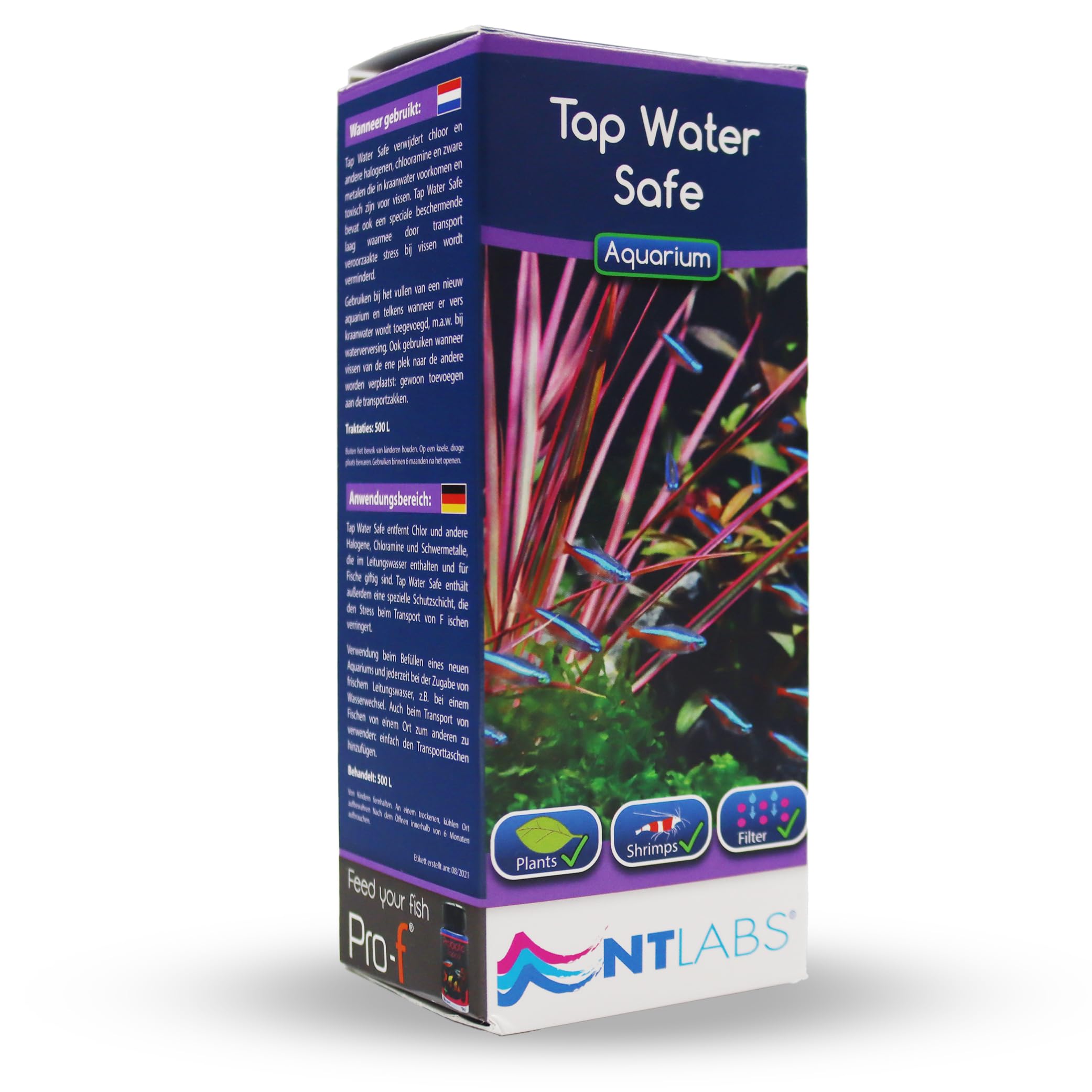 NT Labs Tap Water Safe, Tap Water Dechlorinator, Removes Chlorine, Chloramine & Heavy Metals, Makes Water Safe for Fish, Tropical & Coldwater (250ml - Treats 1250L)