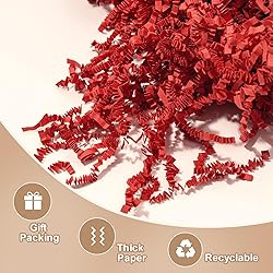 Wowxyz 1 LB Crinkle Cut Paper Shred Red Crinkle