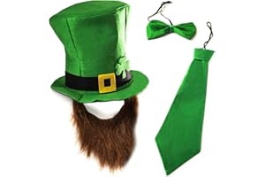 Tigerdoe Leprechaun Hat - Green 3 Pc Accessory Set - St. Patricks Day Costume - One Size Fits Most Adults and Teens