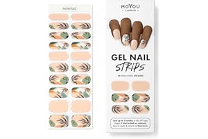 MOYOU Semi Cured Gel Nail Strips - 20 Pcs. Salon-Quality Nail Wraps for Women - Works with Any UV Lamp, Long Lasting, Easy to Apply and Remove Gel Nails Stickers