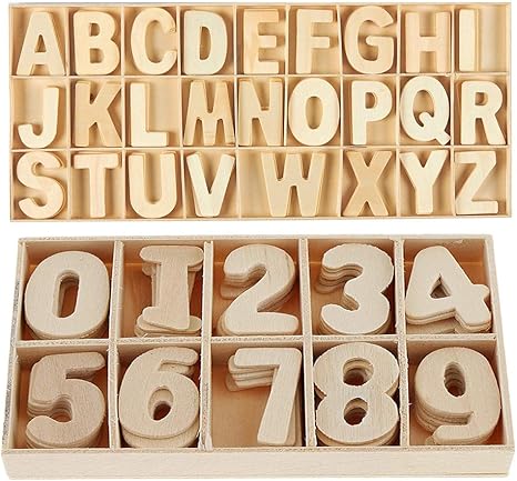 Simuer Holzbuchstaben Grossbuchstaben 216pcs Alphabet Und Nummer Buchstaben Aus Holz Kid Holzspielzeug Lernspielzeug Handwerk Holz Buchstaben Fur Kunsthandwerk Diy Amazon De Kuche Haushalt