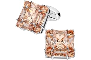 Shiny Cufflinks for Men's Fancy Shirt for Suit, in Gift Box, Matching with Solid Tie in Red White Black Blue or Other Colors Easily, Designed by HAWSON