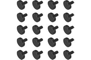 MECCANIXITY 20pcs M4 x 5mm Knurled Thumb Screws, Black Steel Flat Head Thumb Screws Metric Knurled Bolts Grip Knobs Hand Tigh