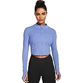 CADMUS Butterluxe Women's Workout Jackets Long Sleeve Full Zip Slim Fit Sportswear Crop Tops Thumb Holes for Running