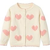 Seuyae Baby Girls Heart Cardigan Crewneck Long Sleeve Cotton Knit Sweater Cargidans 6M-5Y