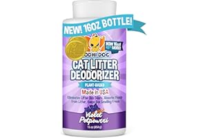 Bodhi Dog Cat Litter Odor Eliminator - Natural Gentle Deodorizer & Freshener for Strong Urine Smell - Long-Lasting Formula, Easy to Use, Reduces Litter Box Changes - Violet Potpourri Scent