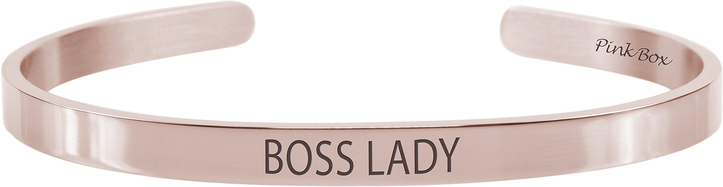 Pink Box 5mm Solid Stainless Steel Cuff Bracelet - BOSS Lady (Rose Gold)