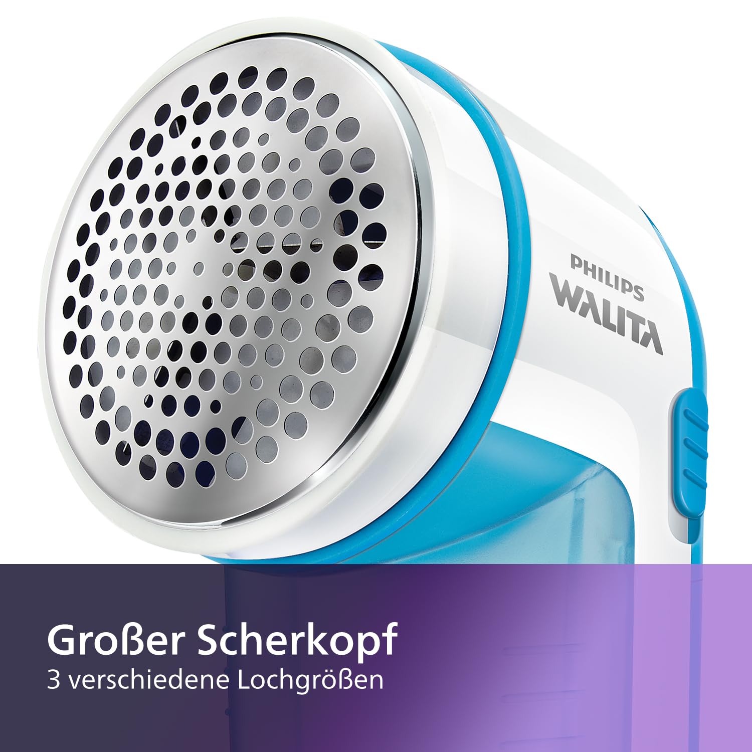 Philips Fusselrasierer – Fusselentferner für Kleidungsstücke, geeignet für alle Textilien, 2 Höheneinstellungen, batteriebetrieben (2X AA-Batterien inkl.), blau (GC026/00) 5
