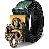 Barry.Wang Men's Ratchet Leather Belt 1 3/8" Adjustable Buckle Slide Click Casual Dress Golf Jeans Business Classic