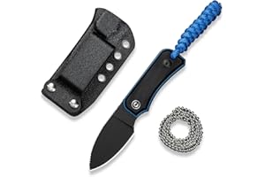 CIVIVI Edc Fixed Blade Knife with Kydex Sheath & Clip, 2.39" Nitro-V Blade G10 Handle Small Baby Banter Camping Hiking Knife Designed by Ben Petersen, Lanyard and Chain Included C23045-1 (Black)