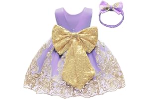 CMMCHAAH 0-6 Years Baby Girls Pageant Lace Embroidery Dresses Toddler Formal Dress with Headwear