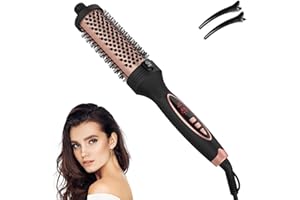 GENERIC IUI Beauty Thermal Brush, 3-in-1 Pro Negative Ion Two PTC Heaters Thermal Brush, IUI Beauty Perfect Style in 30 Seconds, Snag-Free Bristles for A Smooth, Seamless Glide, Up to 410°F (Black)