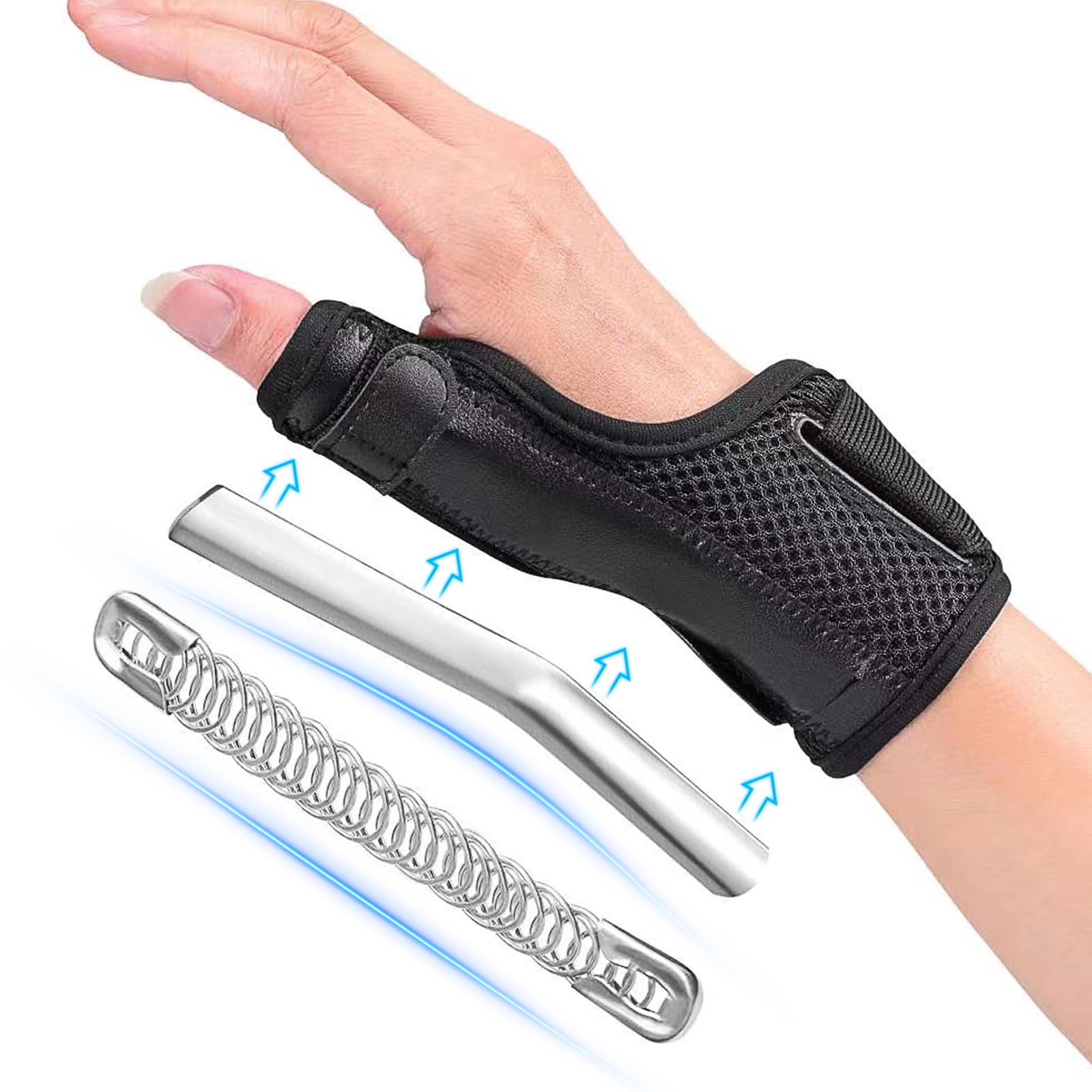 Photo 1 of Thumb Brace,Thumb Spica Splint, Adjustable Breathable Wrist Splint/Hand Brace for Right and Left Hand, Pain Relief, Thumb & Wrist Support for Carpal Tunnel, Arthritis, Tendonitis, Sprains (Black, L)