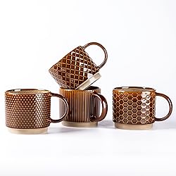 GBHOME 6 OZ Stackable Coffee Mugs, Ceramic Coffee