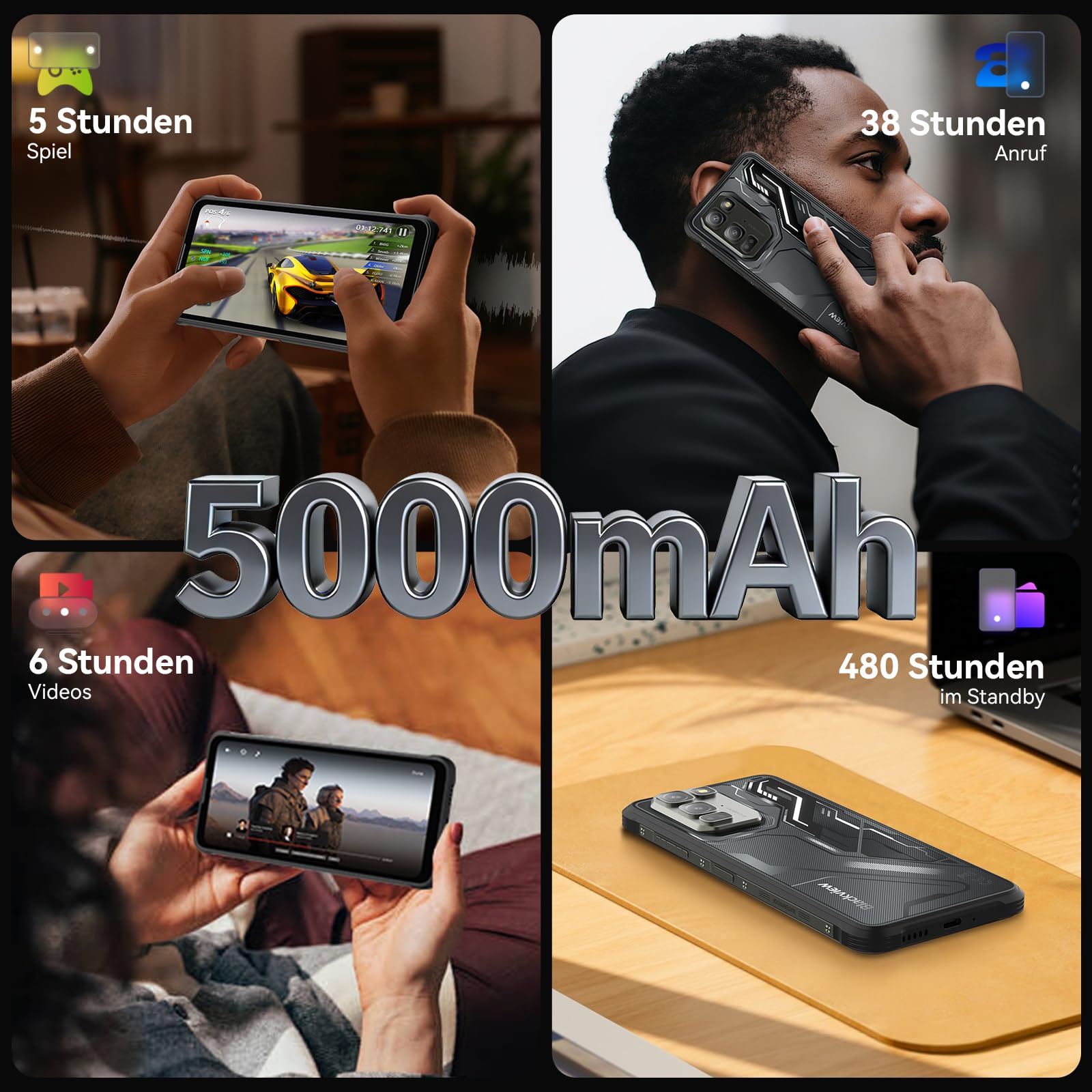 Blackview Fort 5 Outdoor Smartphone, 108MP+50MP+13MP Nachtsicht, 248g/10.7mm Ultra-Thin Android 16 Outdoor Handy Ohne Vertrag, 36GB+256GB/2TB Baustellenhandy, 6.78'' 120Hz, MTKG100, IP69K/ NFC/700Nits 8