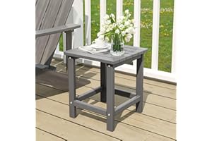UDPATIO Outdoor Side Table for Patio, XL Square Adirondack Table Pool Composite Patio Table, HDPE End Tables for Outside Backyard, Pool, Indoor Companion Weather Resistant, Grey