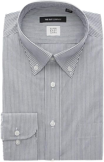 Amazon Co Jp ザ スーツカンパニー 3block Shirt ボタンダウンカラードレスシャツ ストライプ Ec Basic ネイビー ホワイト 43cm86cm 服 ファッション小物