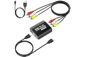 Setuact HDMI to AV Converter, HDMI to RCA Converter, Supports PAL/NTSC for Apple TV, Roku, Fire Stick, Blu-ray, DVD Player, Older TV, Projector, etc
