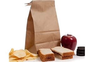 BagDream 100Pcs Brown Paper Lunch Bags 12lb 7x4.5x13.75 Inches Kraft Paper Bags Bulk, Bread Bags Paper Snack Bags, 100% Recyc