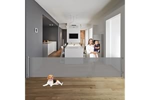 KISKIZ 122 Inch Retractable Baby Gates Indoor and Outdoor Extra Wide Baby Gate for Large Openings Extra Long Baby Gate for Doorway Extra Large Retractable Dog Gate for Stairs Outdoor Deck Gate Pet Gate