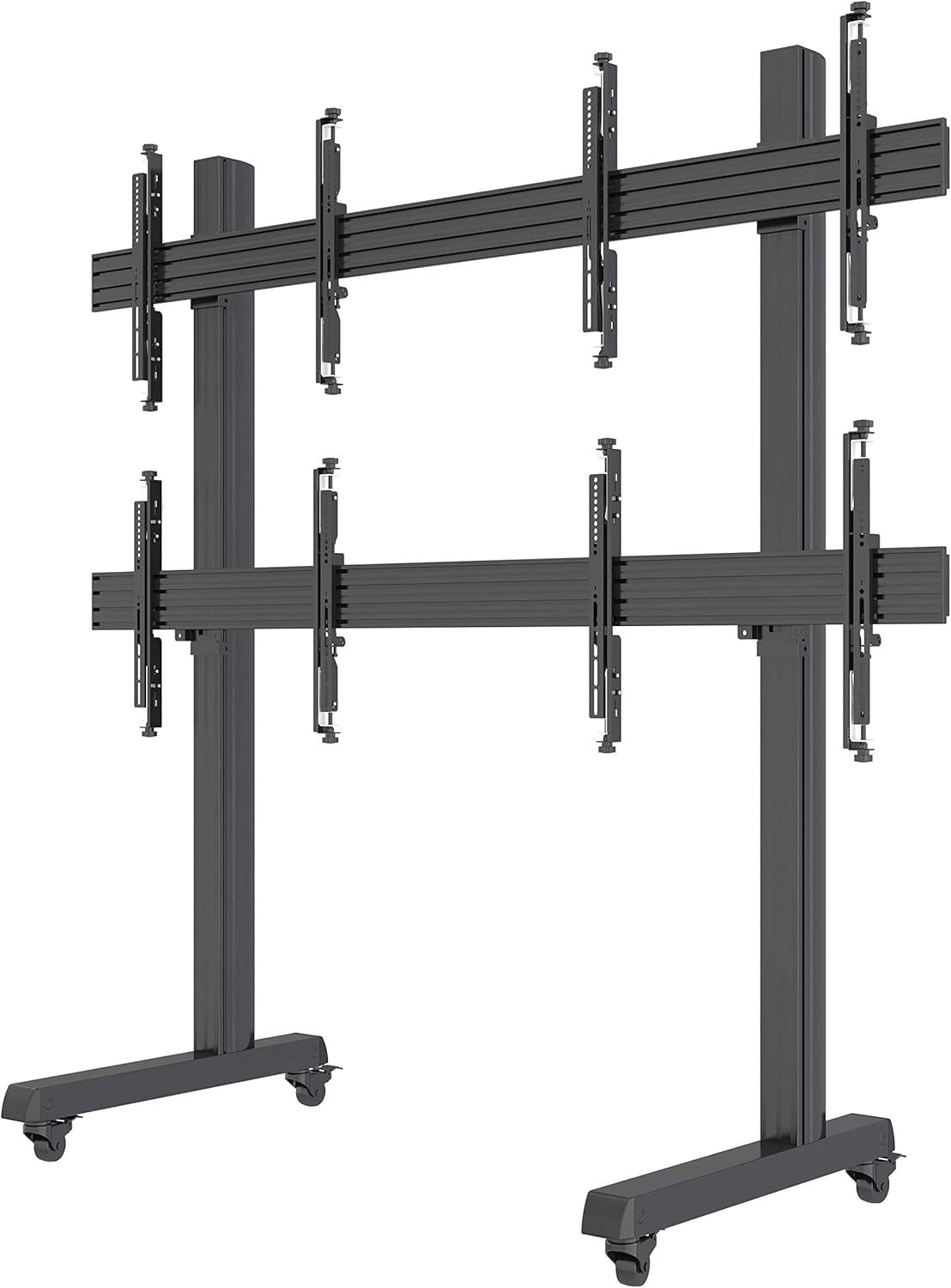 2x2 Rolling Video Wall Mount Cart Display with Micro Adjustment Arms