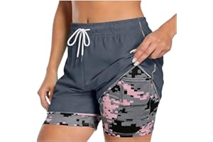 Gym Shorts for Women 2 in 1 Workout Athletic Gym Running Shorts Camo Liner Quick Dry High Waisted Shorts with Pockets