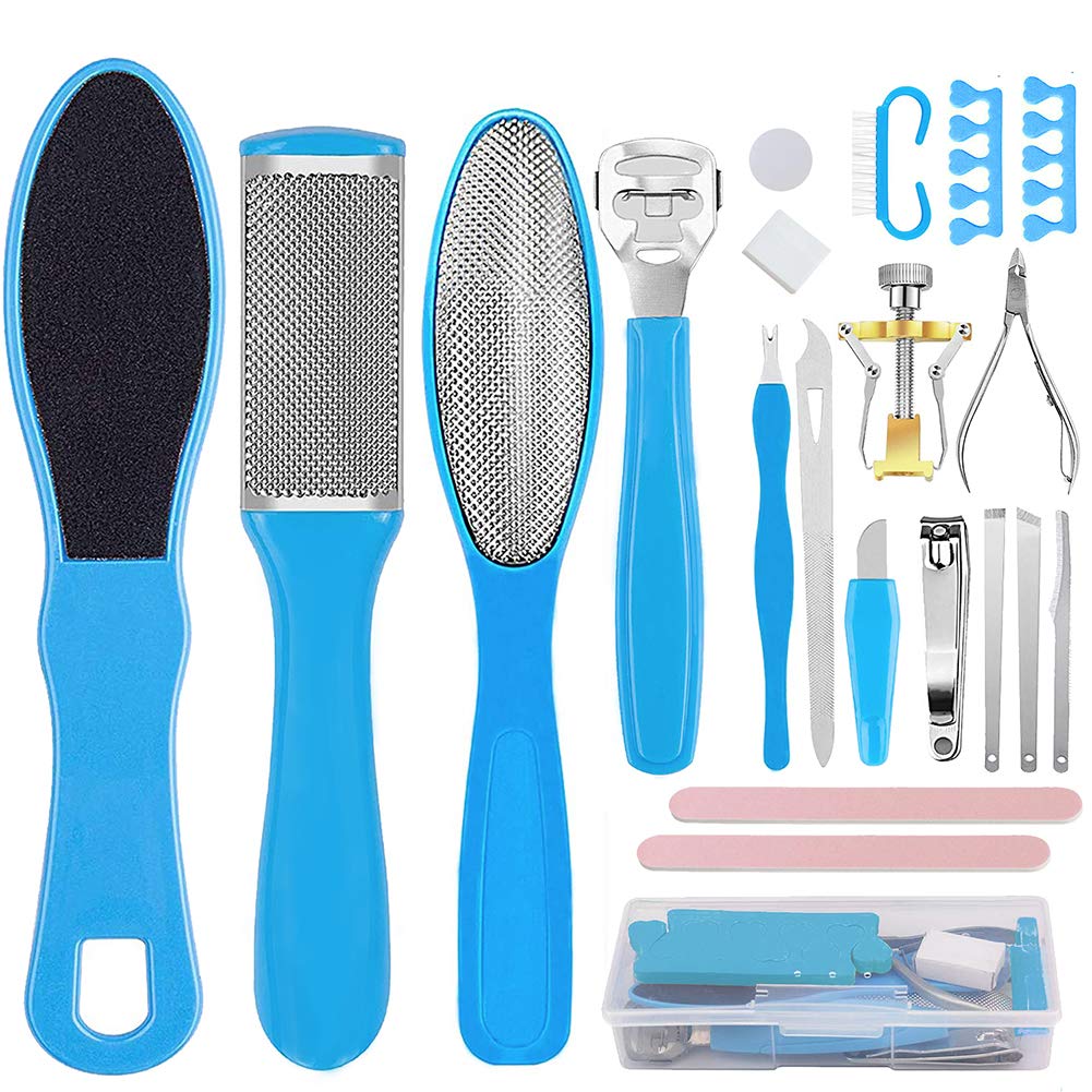 Professional Pedicure Tools Kit 20 in 1, Foot Care Kit Stainless Steel Foot Rasp Foot Peel and Callus Clean Foot Dead Skin Tool Set, Nail Toenail Clipper Foot Care Kit for Women Men Salon or Home : Beauty
